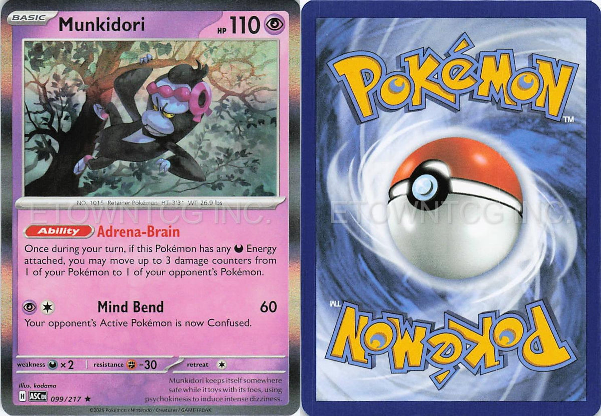 MUNKIDORI 099/217 R ASCENDED HEROES POKEMON HOLO NM