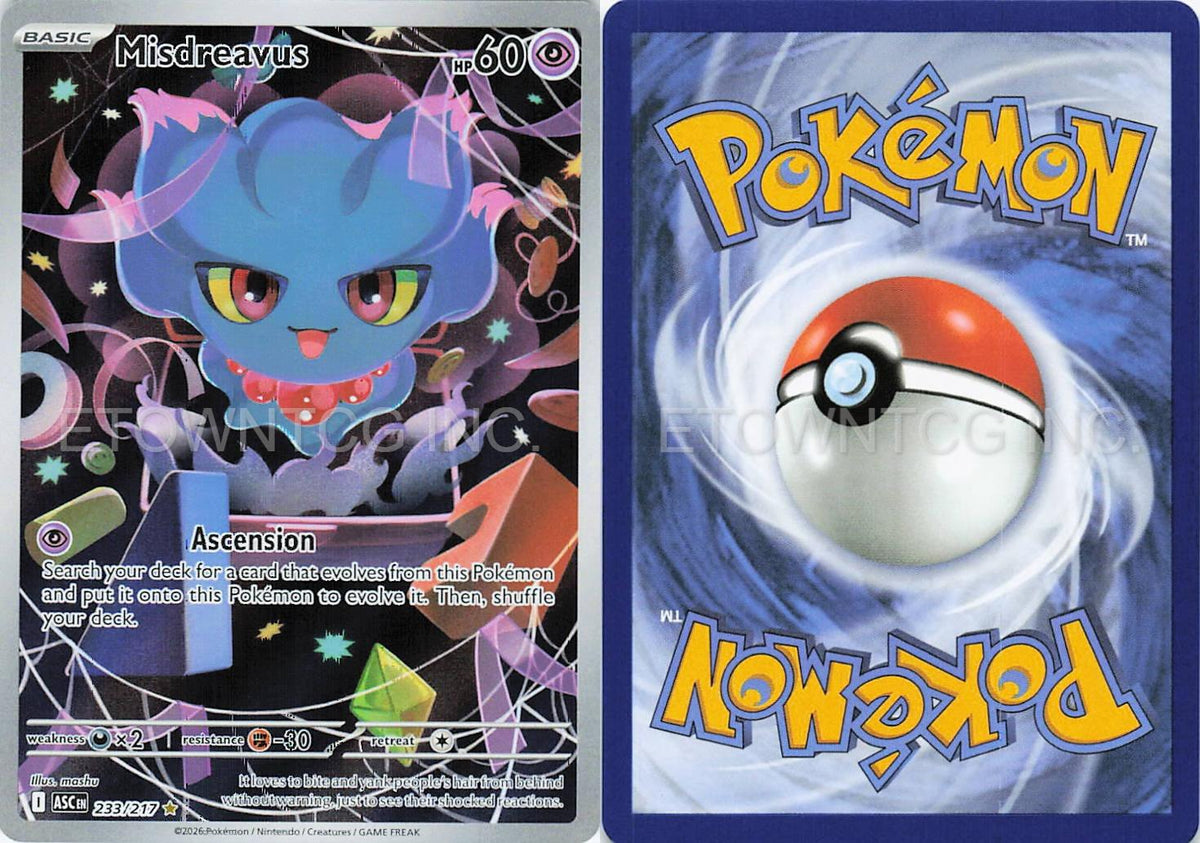 MISDREAVUS 233/217 IR ASCENDED HEROES POKEMON HOLO NM