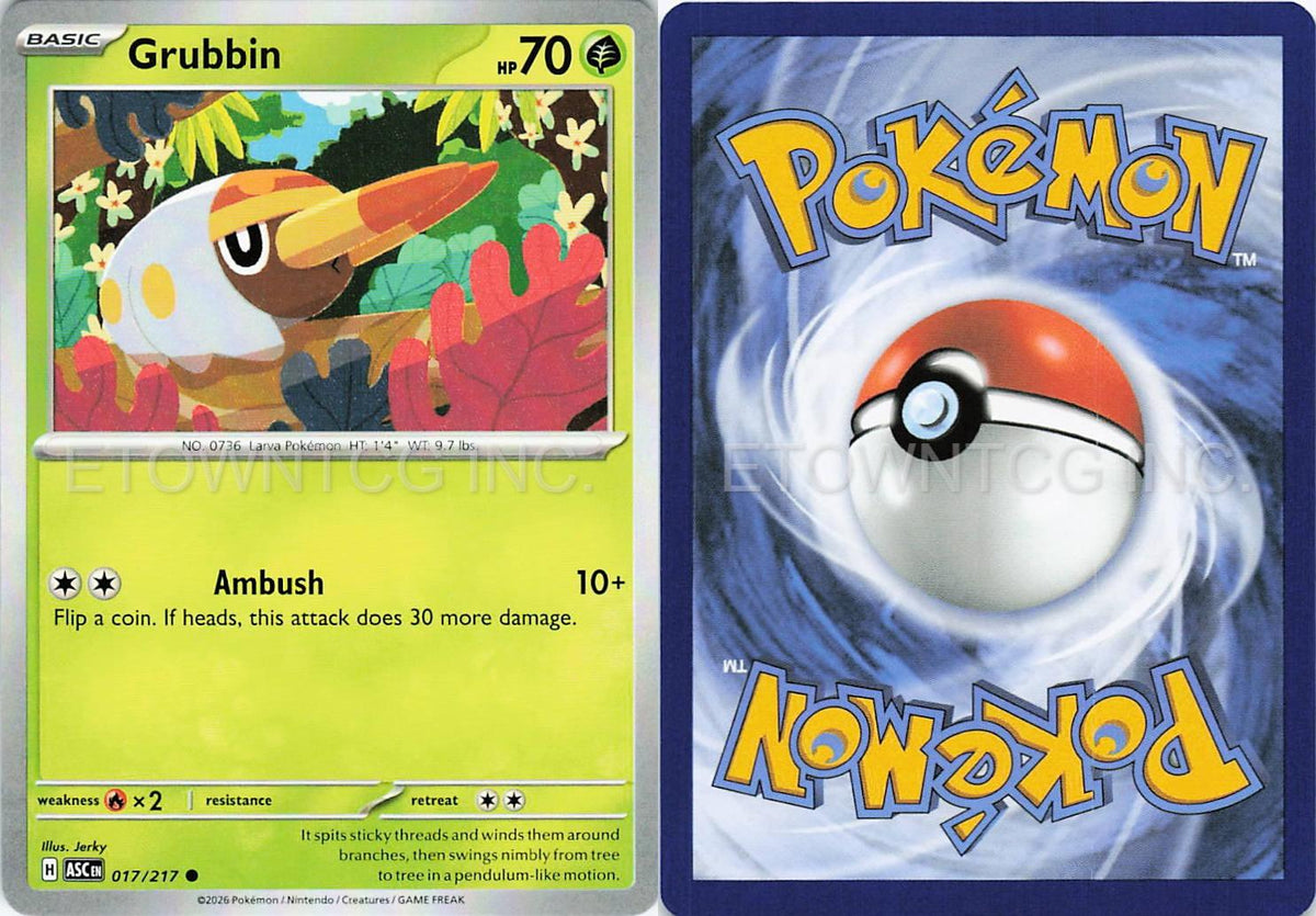 GRUBBIN 017/217 C ASCENDED HEROES POKEMON NM