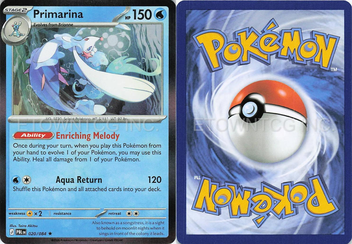 PRIMARINA 020/084 R PITCH BLACK POKEMON HOLO NM