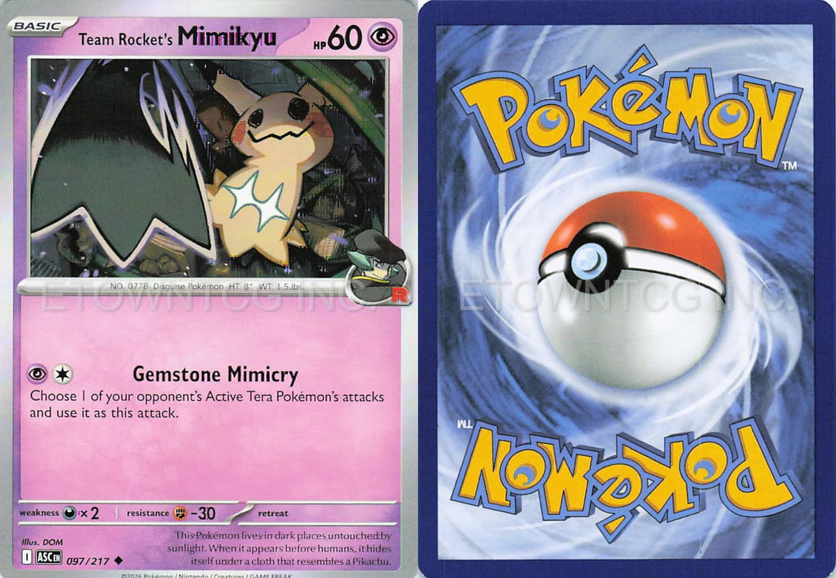 TEAM ROCKET'S MIMIKYU 097/217 UC ASCENDED HEROES POKEMON NM