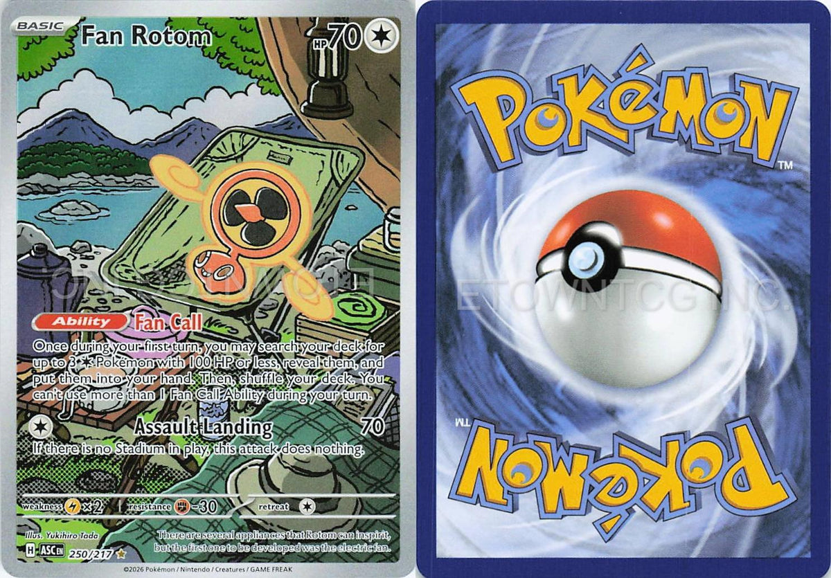 FAN ROTOM 250/217 IR ASCENDED HEROES POKEMON HOLO NM