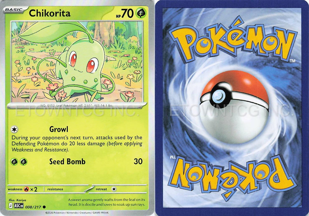 CHIKORITA 008/217 C ASCENDED HEROES POKEMON NM