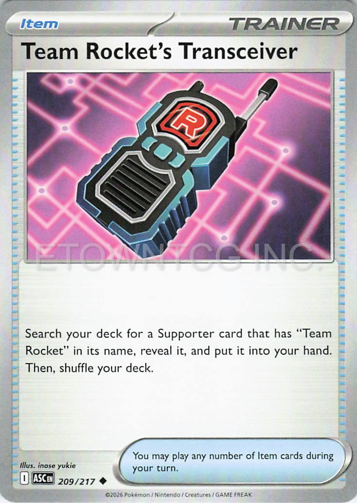 TEAM ROCKET'S TRANSCEIVER 209/217 UC ASCENDED HEROES POKEMON NM