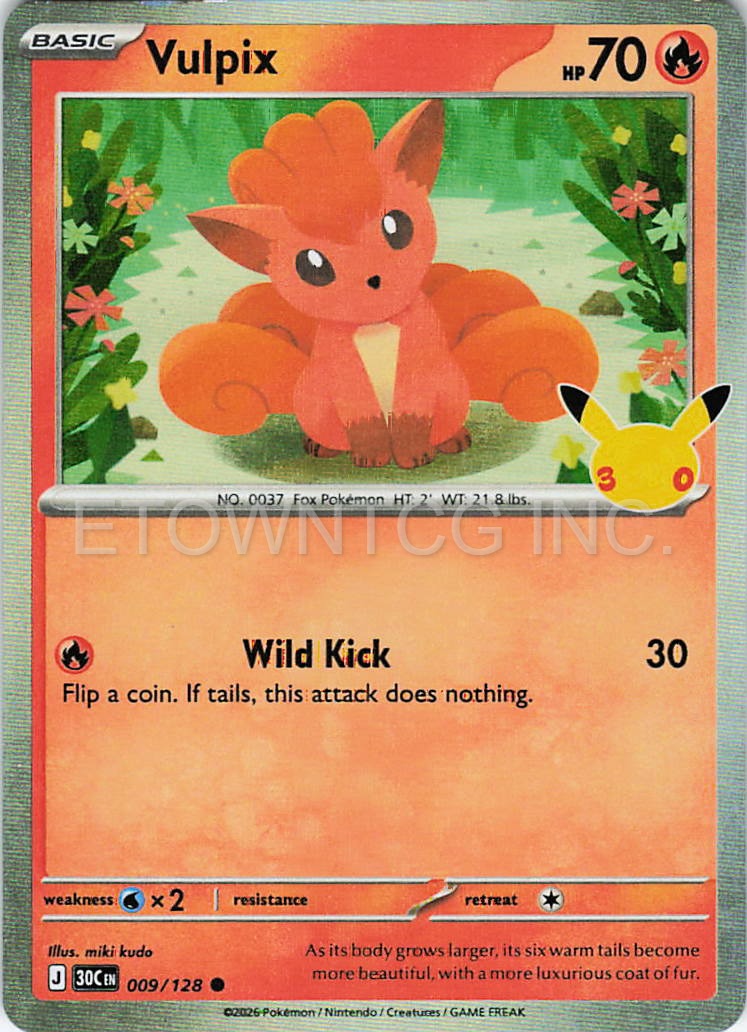 VULPIX 009/128 HOLO C ME: 30TH CELEBRATION POKEMON NM