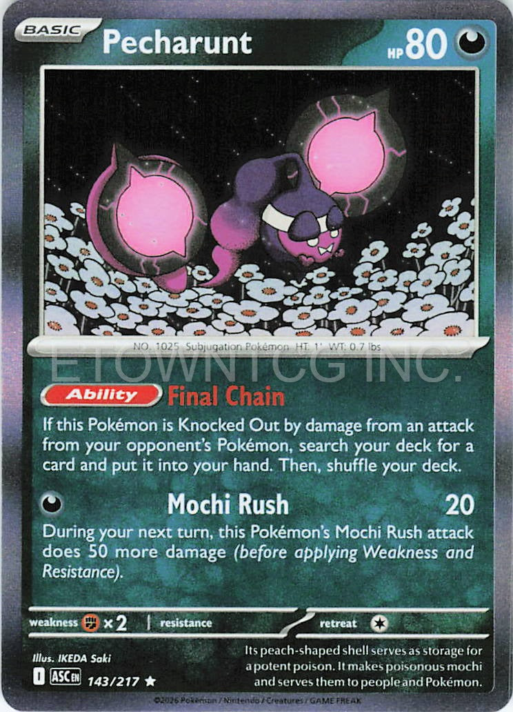 PECHARUNT 143/217 R ASCENDED HEROES POKEMON HOLO NM