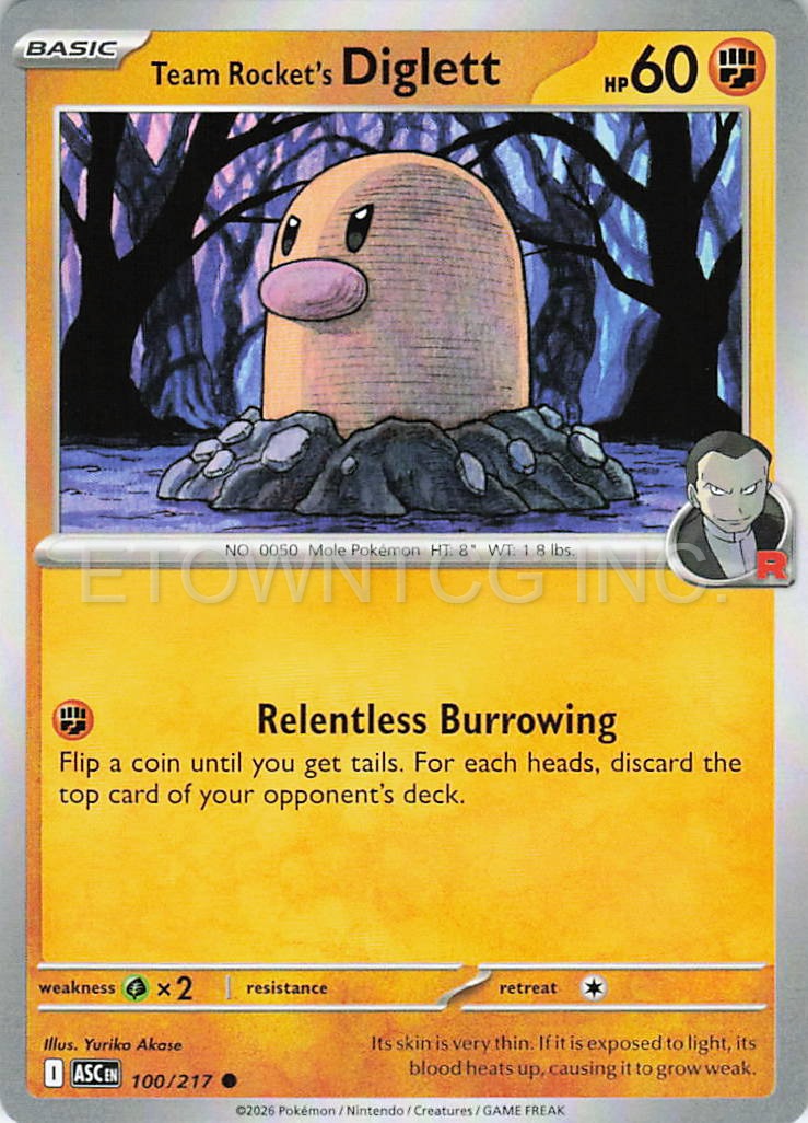 TEAM ROCKET'S DIGLETT 100/217 C ASCENDED HEROES POKEMON NM