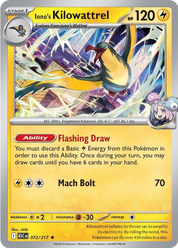 IONO'S KILOWATTREL 072/217 R ASCENDED HEROES POKEMON HOLO NM