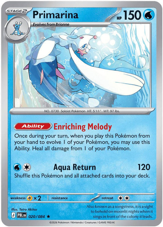 PRIMARINA 020/084 R PITCH BLACK POKEMON HOLO NM