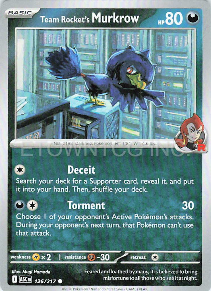 TEAM ROCKET'S MURKROW 126/217 C ASCENDED HEROES POKEMON NM