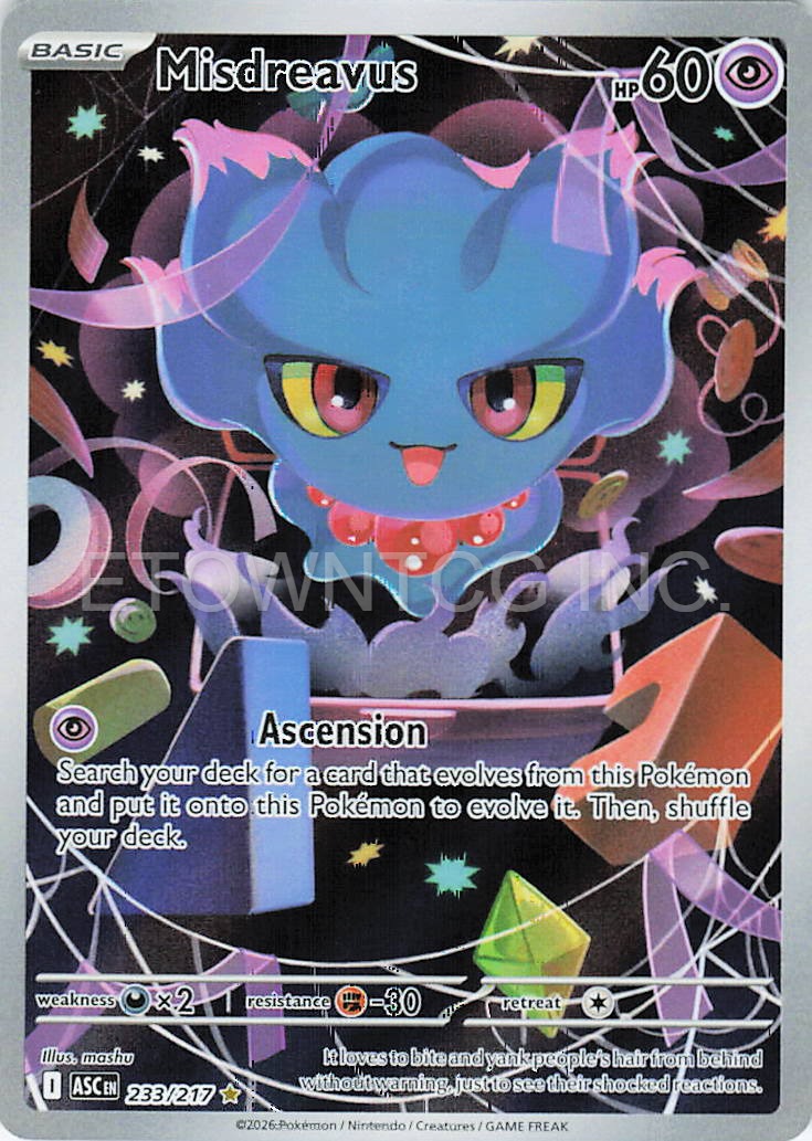 MISDREAVUS 233/217 IR ASCENDED HEROES POKEMON HOLO NM