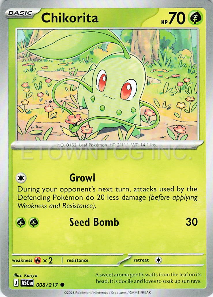 CHIKORITA 008/217 C ASCENDED HEROES POKEMON NM