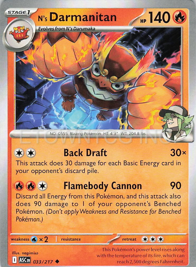 N'S DARMANITAN 033/217 UC ASCENDED HEROES POKEMON NM