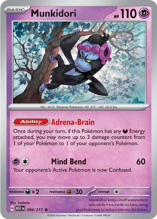 MUNKIDORI 099/217 R ASCENDED HEROES POKEMON HOLO NM