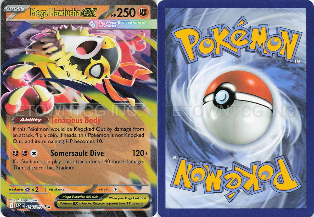MEGA HAWLUCHA EX 116/217 RR ASCENDED HEROES POKEMON HOLO NM