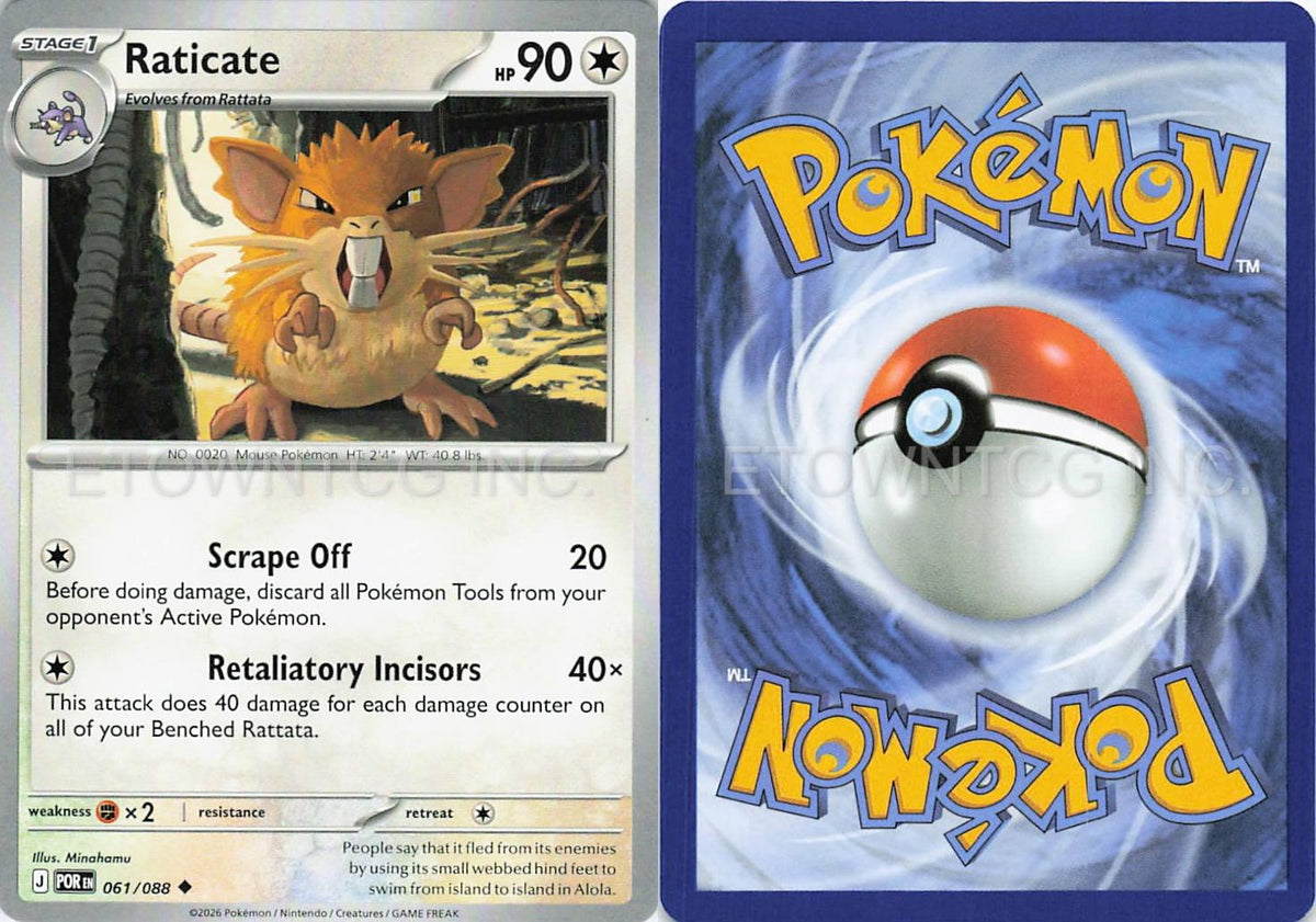 RATICATE 061/088 UC PERFECT ORDER POKEMON NM