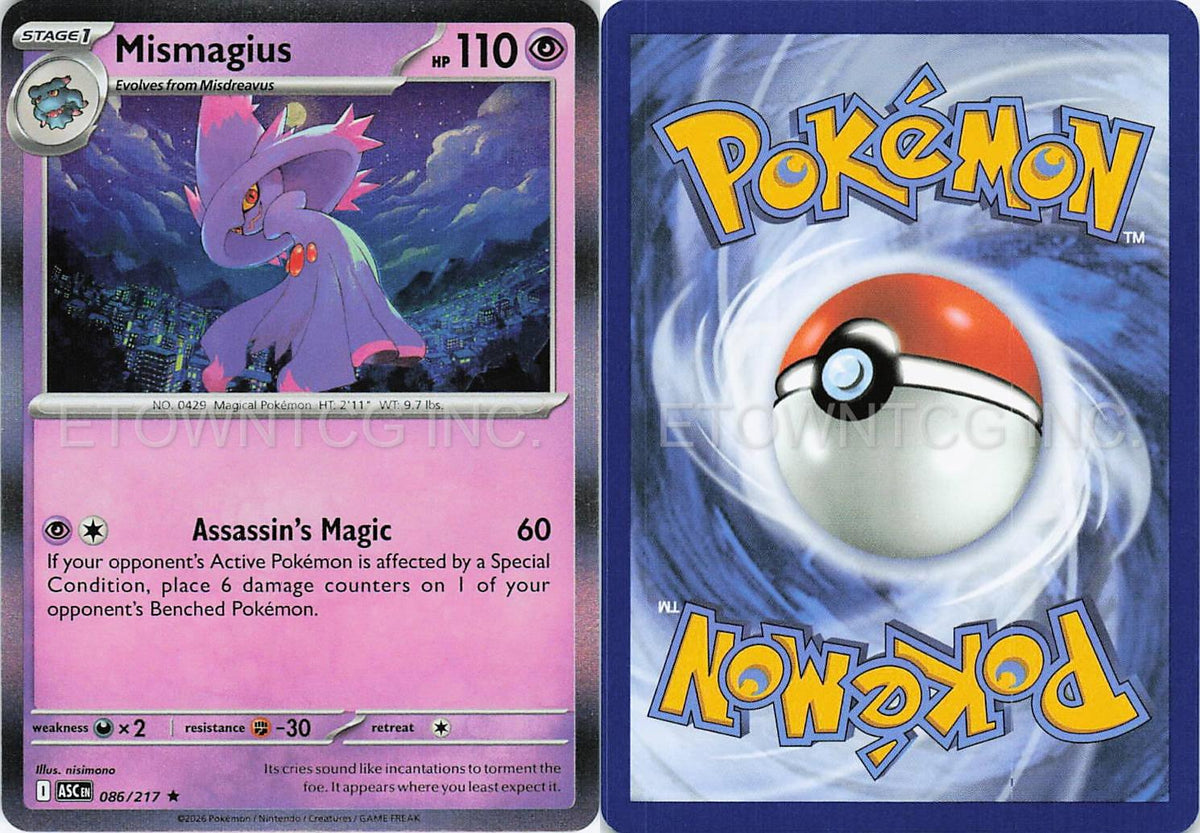 MISMAGIUS 086/217 R ASCENDED HEROES POKEMON HOLO NM