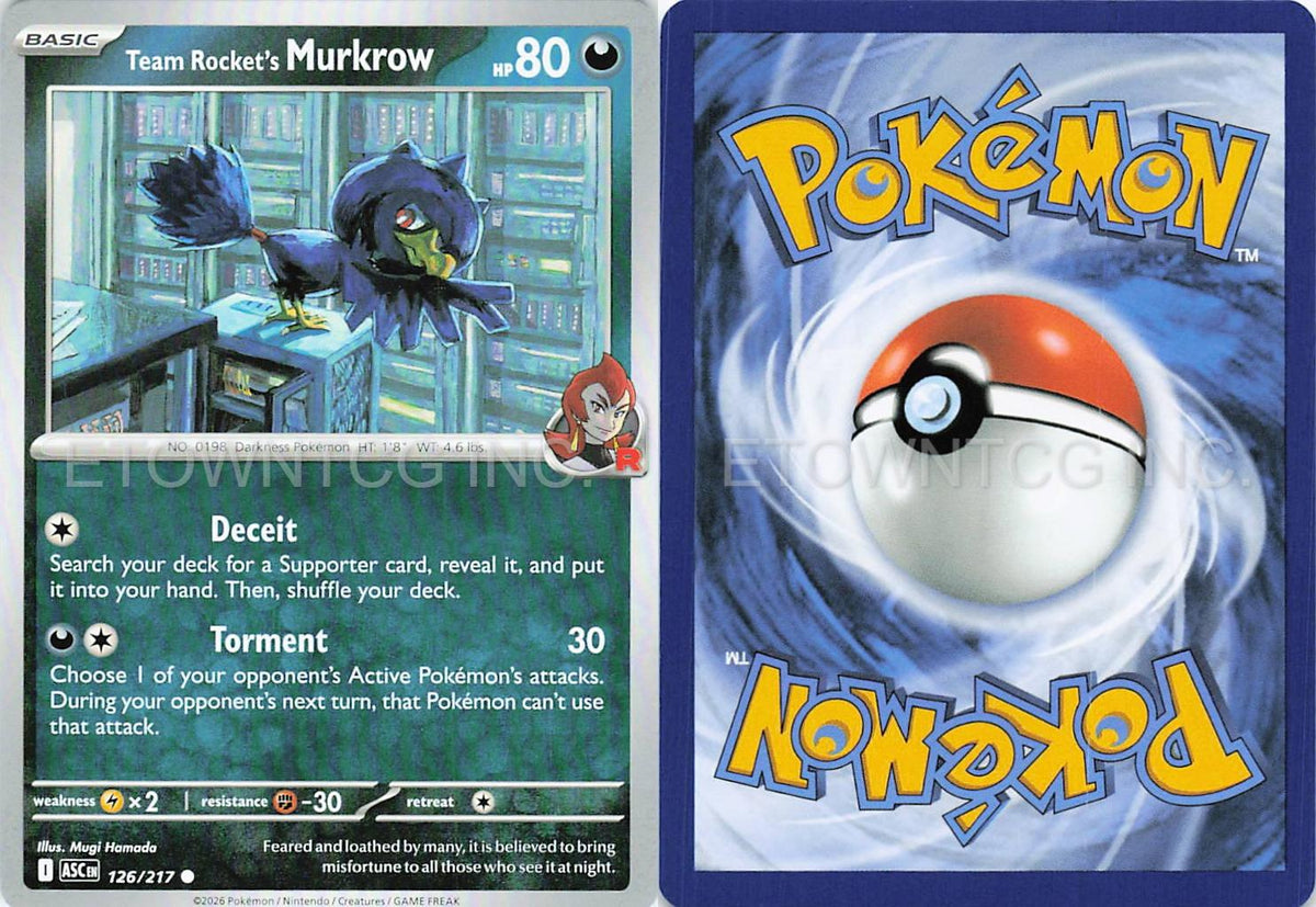 TEAM ROCKET'S MURKROW 126/217 C ASCENDED HEROES POKEMON NM
