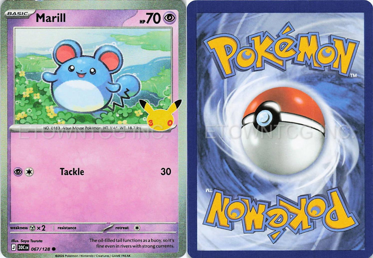 MARILL 067/128 C ME: 30TH CELEBRATION POKEMON HOLO NM