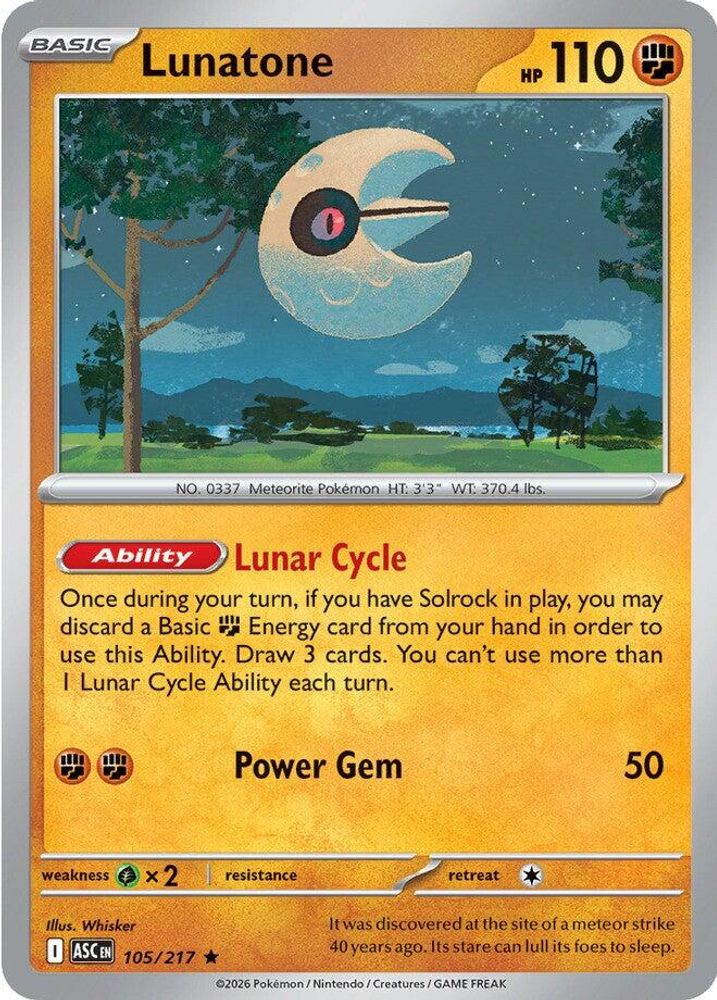 LUNATONE 105/217 R ASCENDED HEROES POKEMON HOLO NM