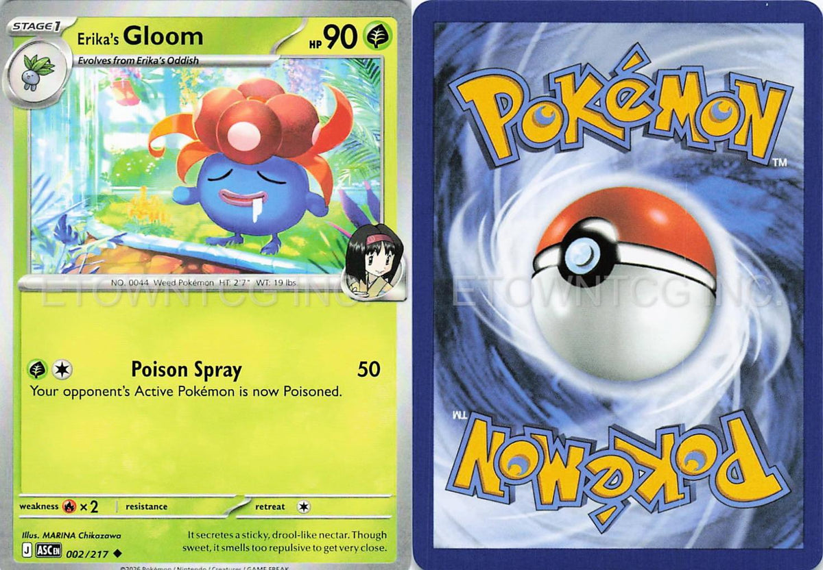 ERIKA'S GLOOM 002/217 UC ASCENDED HEROES POKEMON NM