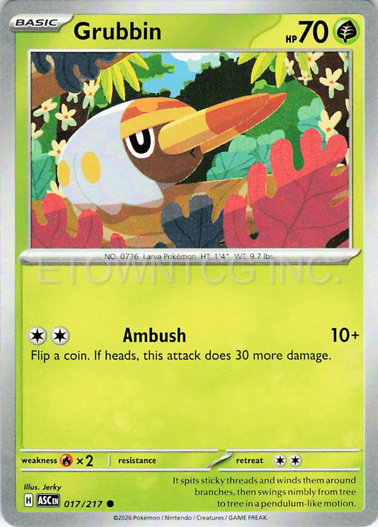 GRUBBIN 017/217 C ASCENDED HEROES POKEMON NM