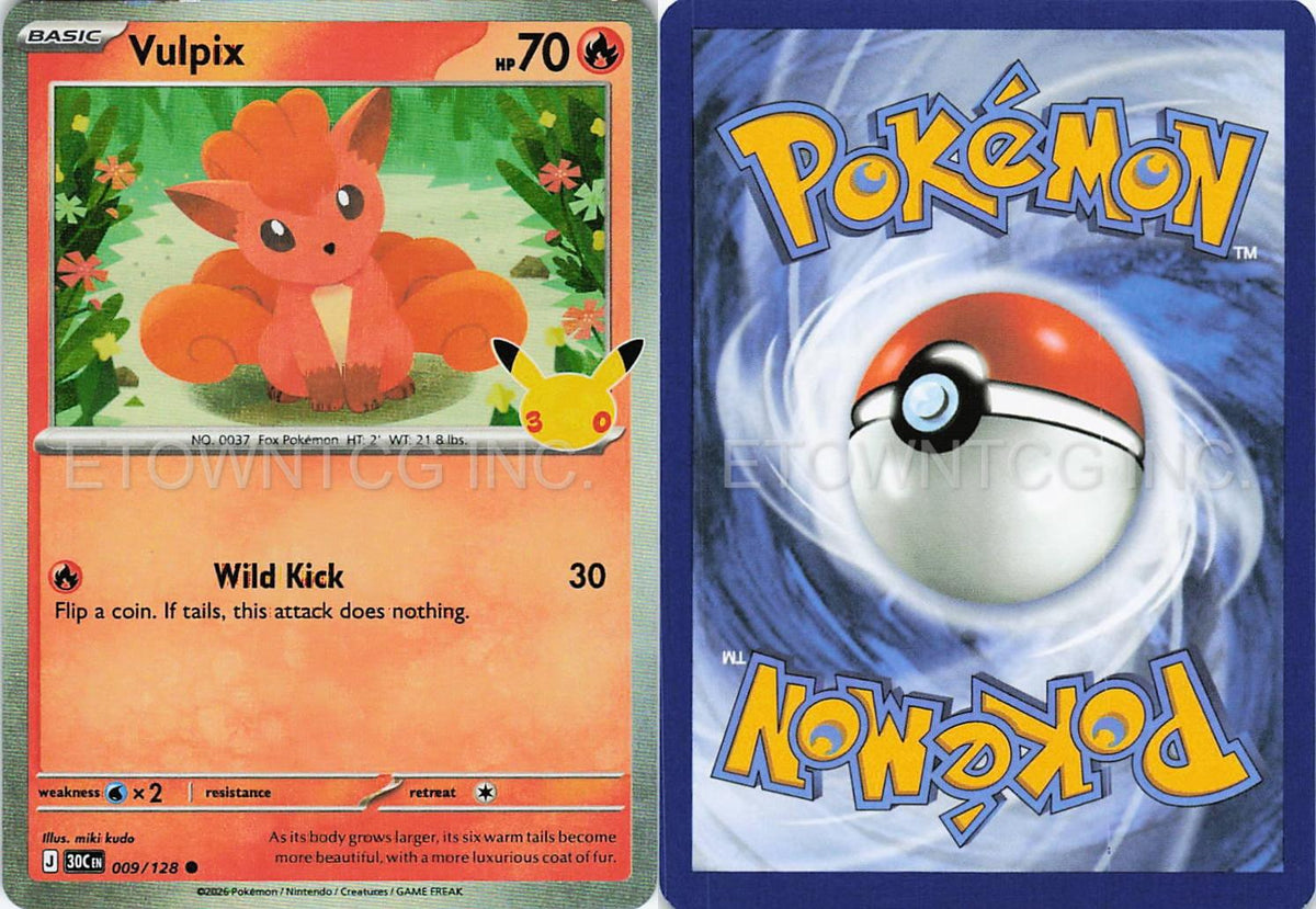 VULPIX 009/128 HOLO C ME: 30TH CELEBRATION POKEMON NM