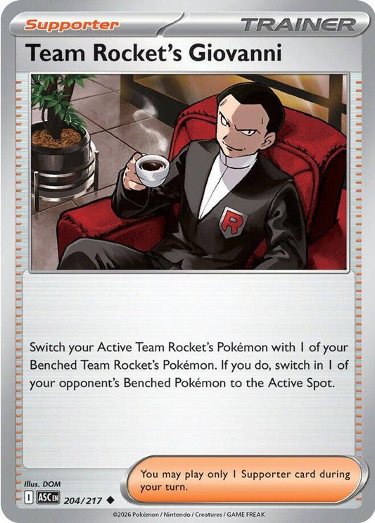 TEAM ROCKET'S GIOVANNI 204/217 UC ASCENDED HEROES POKEMON NM