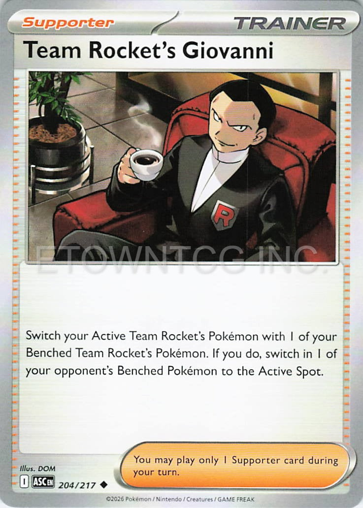 TEAM ROCKET'S GIOVANNI 204/217 UC ASCENDED HEROES POKEMON NM