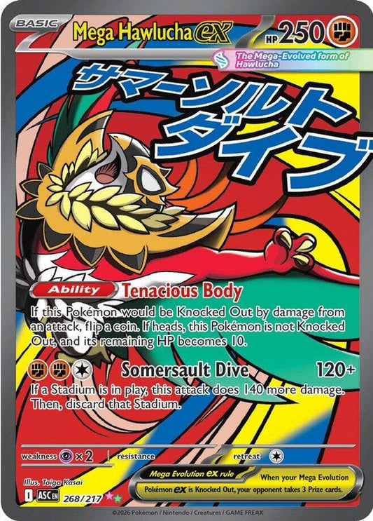 MEGA HAWLUCHA EX 268/217 MEGA ATTACK RARE ASCENDED HEROES POKEMON HOLO NM