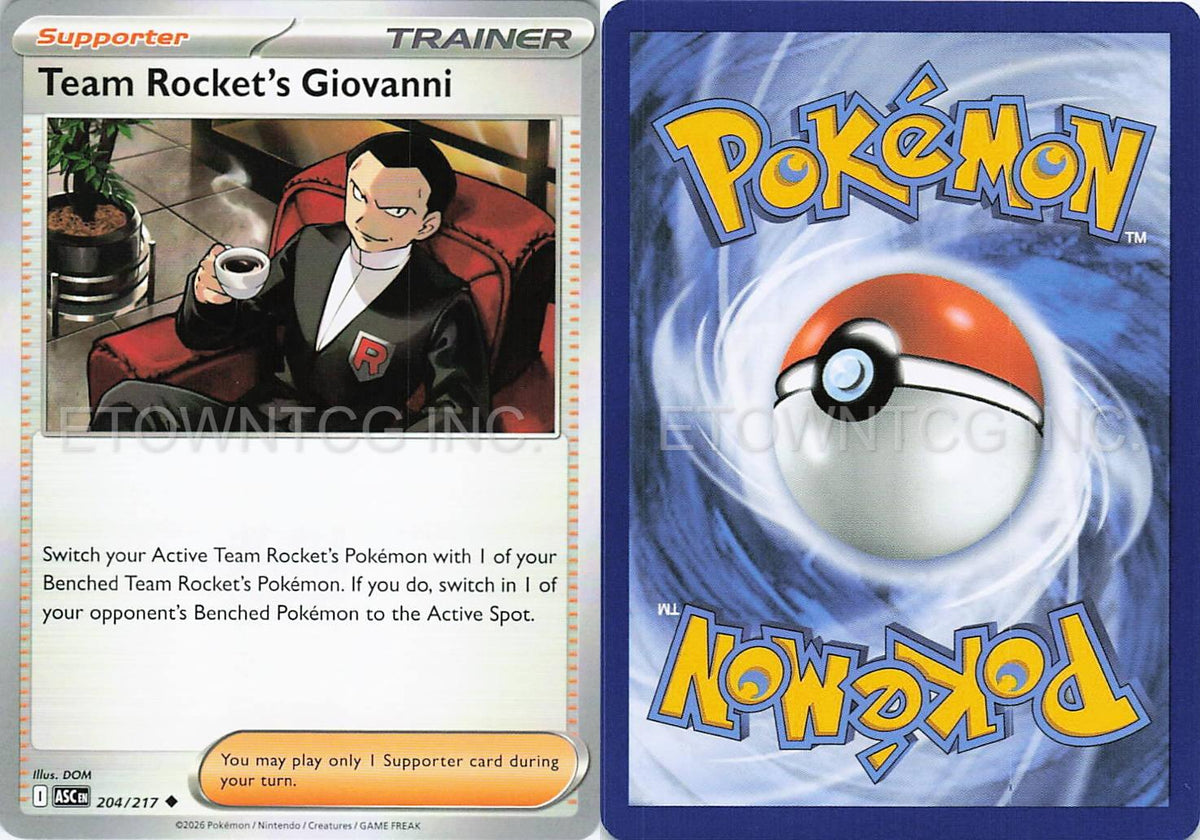 TEAM ROCKET'S GIOVANNI 204/217 UC ASCENDED HEROES POKEMON NM