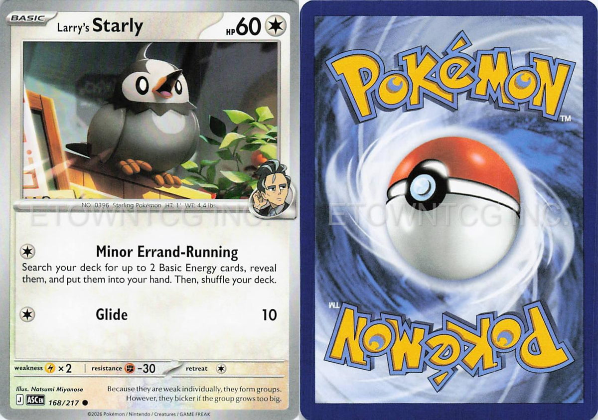 LARRY'S STARLY 168/217 C ASCENDED HEROES POKEMON NM