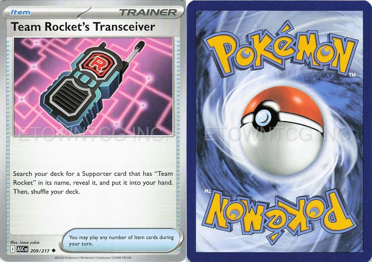 TEAM ROCKET'S TRANSCEIVER 209/217 UC ASCENDED HEROES POKEMON NM