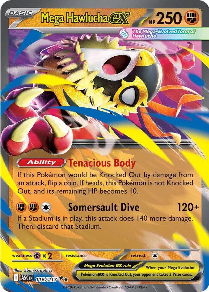 MEGA HAWLUCHA EX 116/217 RR ASCENDED HEROES POKEMON HOLO NM