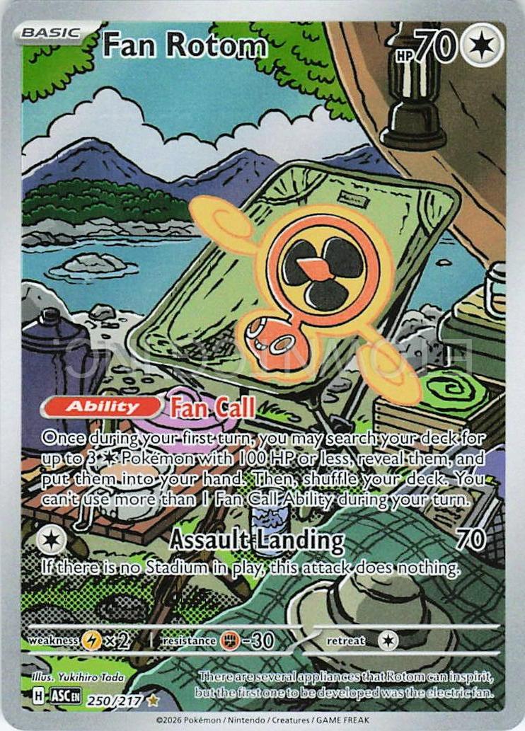 FAN ROTOM 250/217 IR ASCENDED HEROES POKEMON HOLO NM