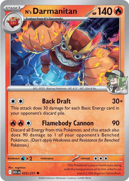 N'S DARMANITAN 033/217 UC ASCENDED HEROES POKEMON NM