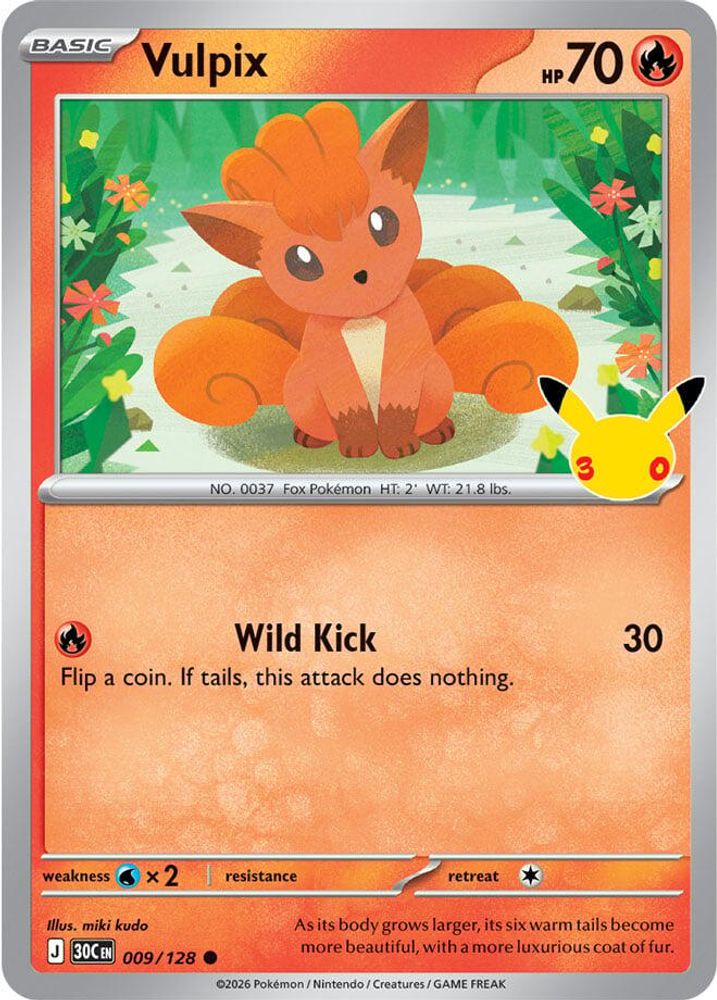 VULPIX 009/128 HOLO C ME: 30TH CELEBRATION POKEMON NM