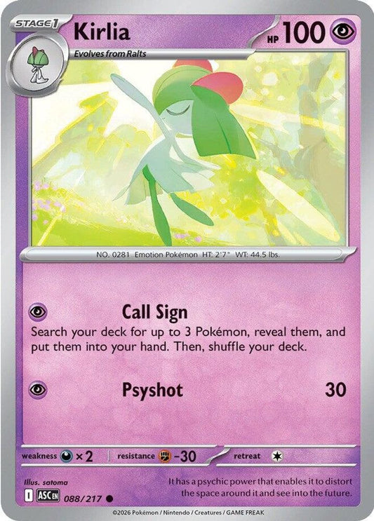 KIRLIA 088/217 C ASCENDED HEROES POKEMON NM
