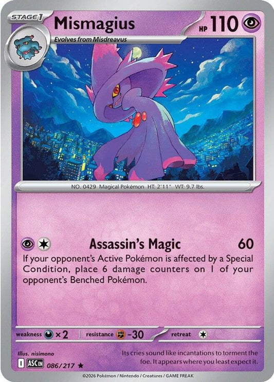 MISMAGIUS 086/217 R ASCENDED HEROES POKEMON HOLO NM