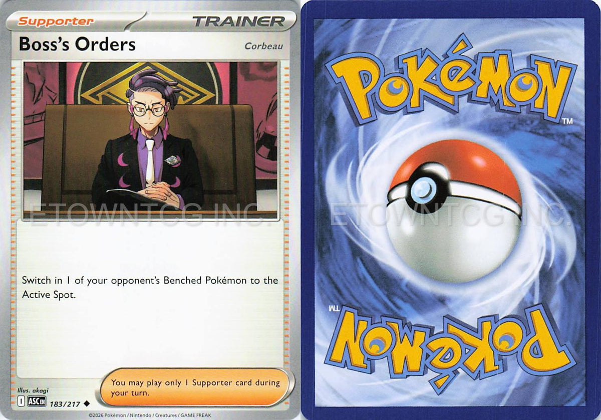 BOSS'S ORDERS [CORBEAU] 183/217 UC ASCENDED HEROES POKEMON NM
