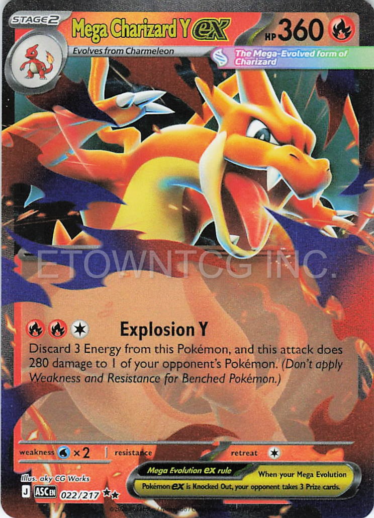 MEGA CHARIZARD Y EX 022/217 RR ASCENDED HEROES POKEMON HOLO NM