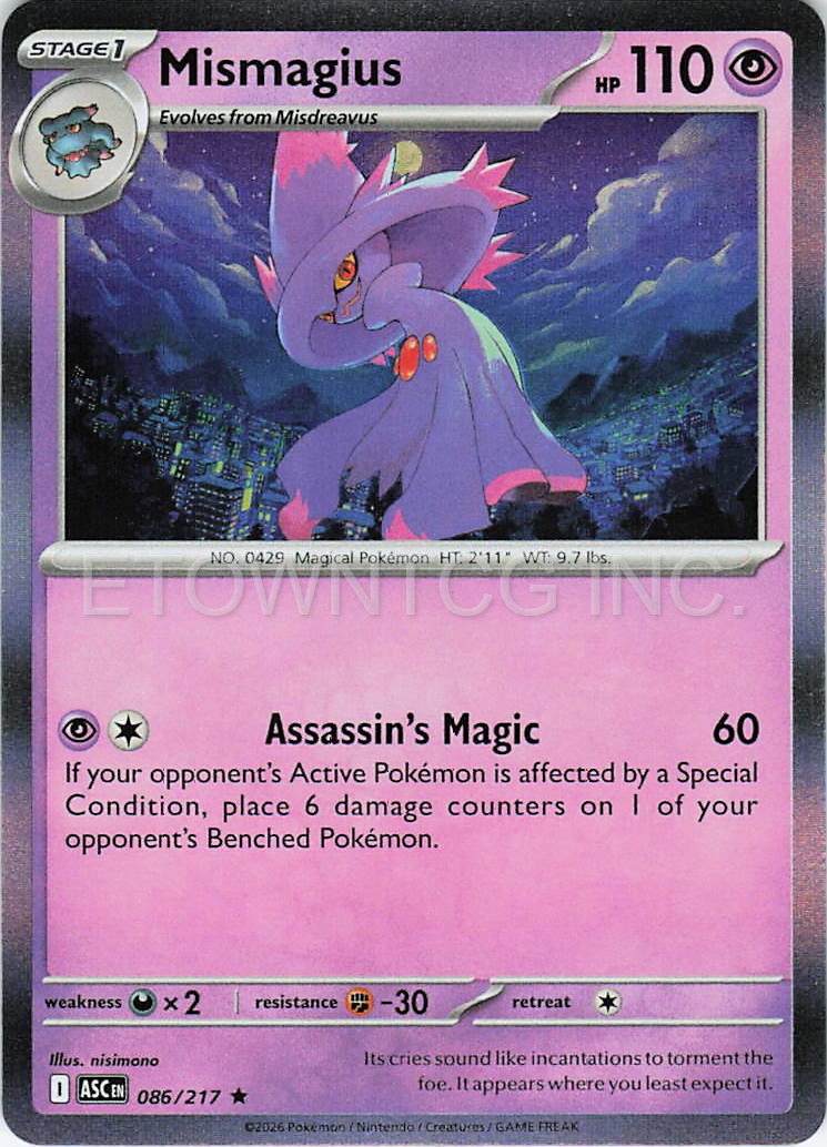 MISMAGIUS 086/217 R ASCENDED HEROES POKEMON HOLO NM