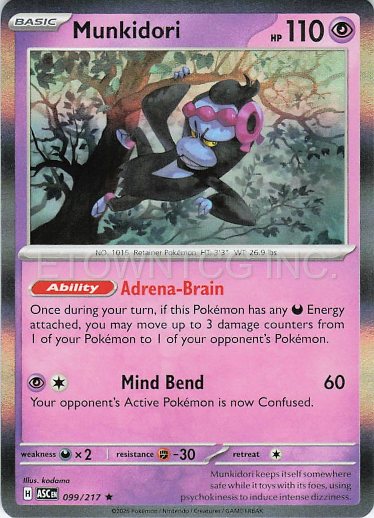 MUNKIDORI 099/217 R ASCENDED HEROES POKEMON HOLO NM