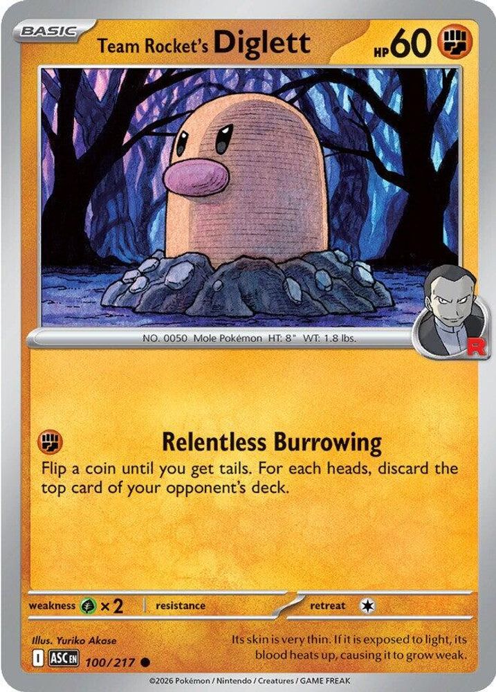 TEAM ROCKET'S DIGLETT 100/217 C ASCENDED HEROES POKEMON NM