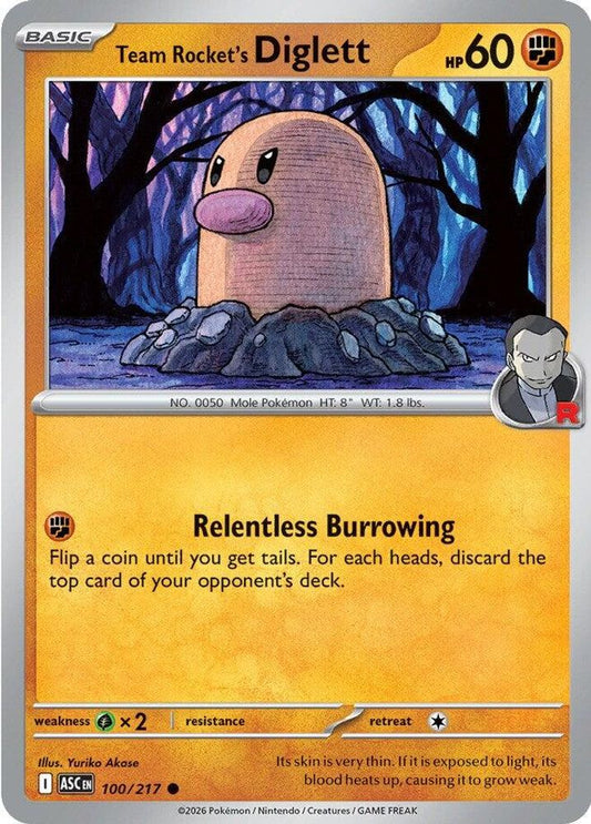 TEAM ROCKET'S DIGLETT 100/217 C ASCENDED HEROES POKEMON NM