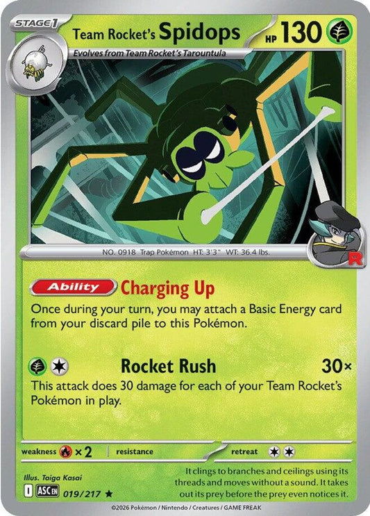 TEAM ROCKET'S SPIDOPS 019/217 R ASCENDED HEROES POKEMON HOLO NM