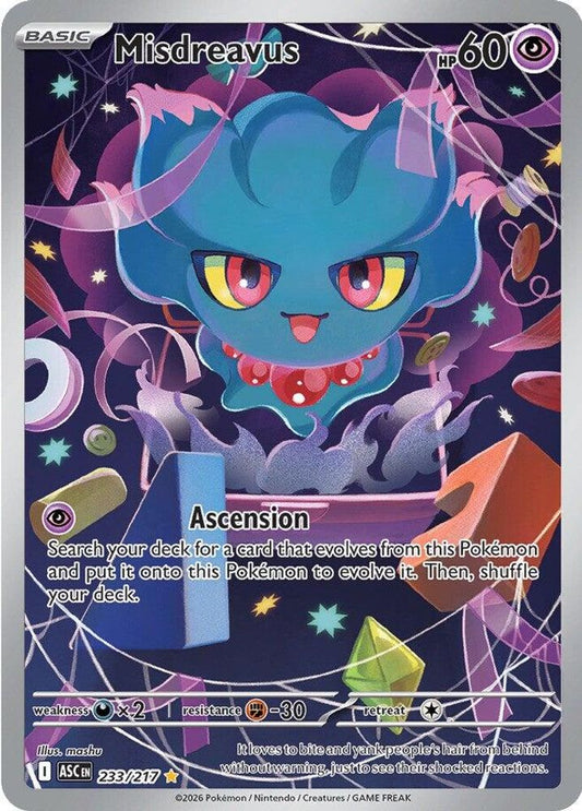 MISDREAVUS 233/217 IR ASCENDED HEROES POKEMON HOLO NM