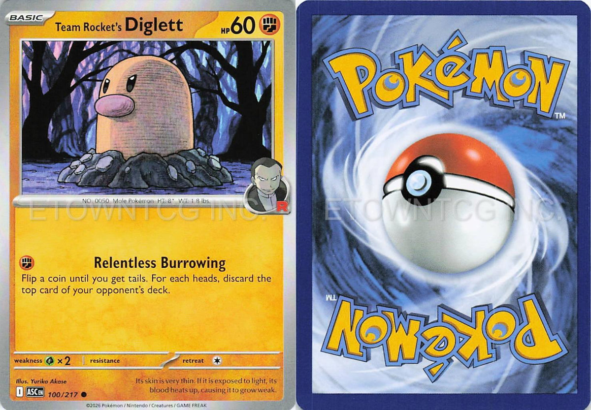 TEAM ROCKET'S DIGLETT 100/217 C ASCENDED HEROES POKEMON NM