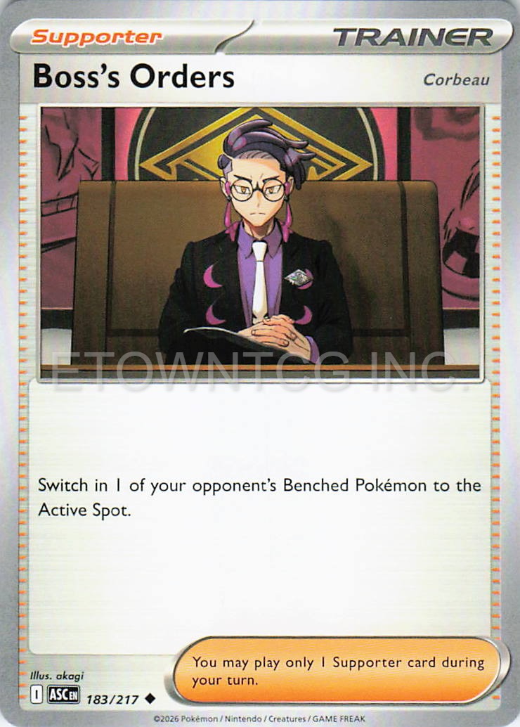 BOSS'S ORDERS [CORBEAU] 183/217 UC ASCENDED HEROES POKEMON NM