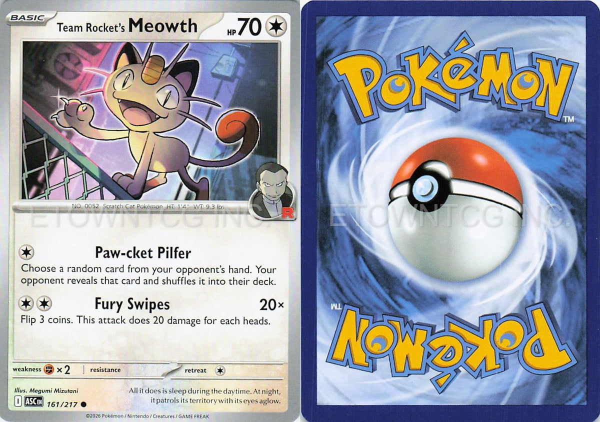 TEAM ROCKET'S MEOWTH 161/217 C ASCENDED HEROES POKEMON NM